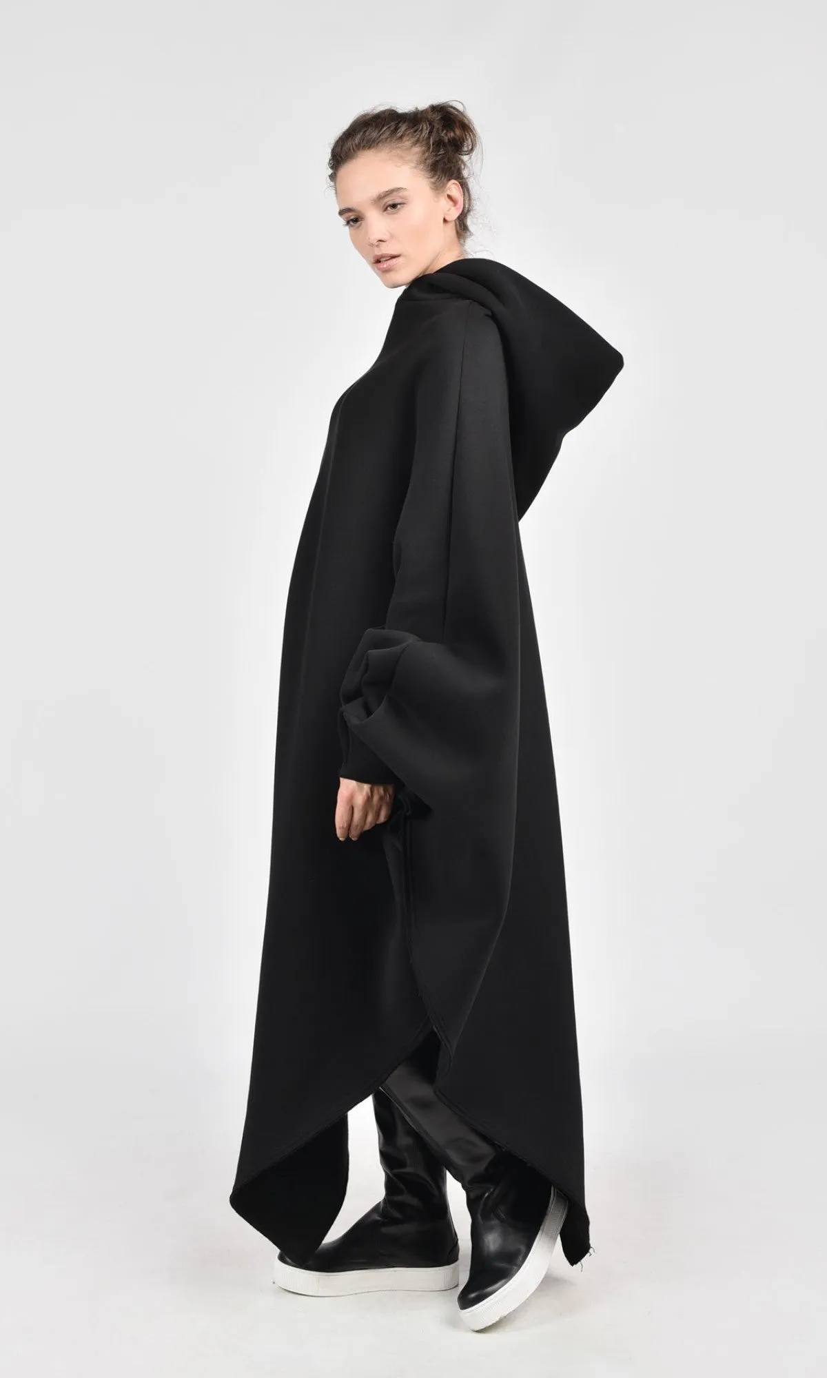 Long Asymmetric Hooded Poncho