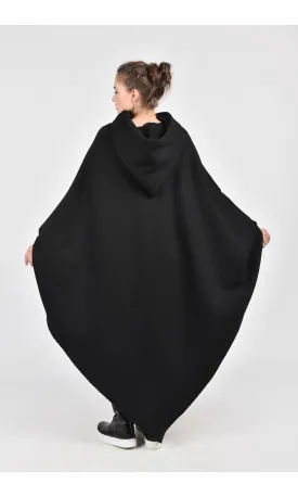 Long Asymmetric Hooded Poncho