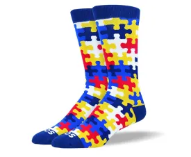 Men's High Quality Blue & Red Puzzle Sock