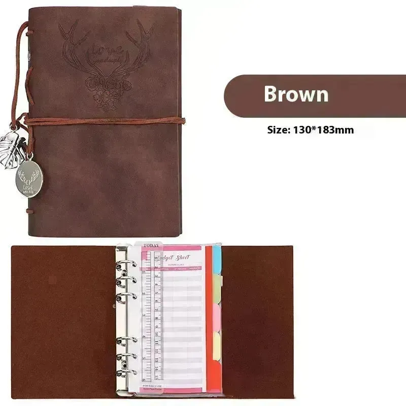 Notebook A6 Leather Loose-leaf Tally Book Note Pad  Memo Note Book