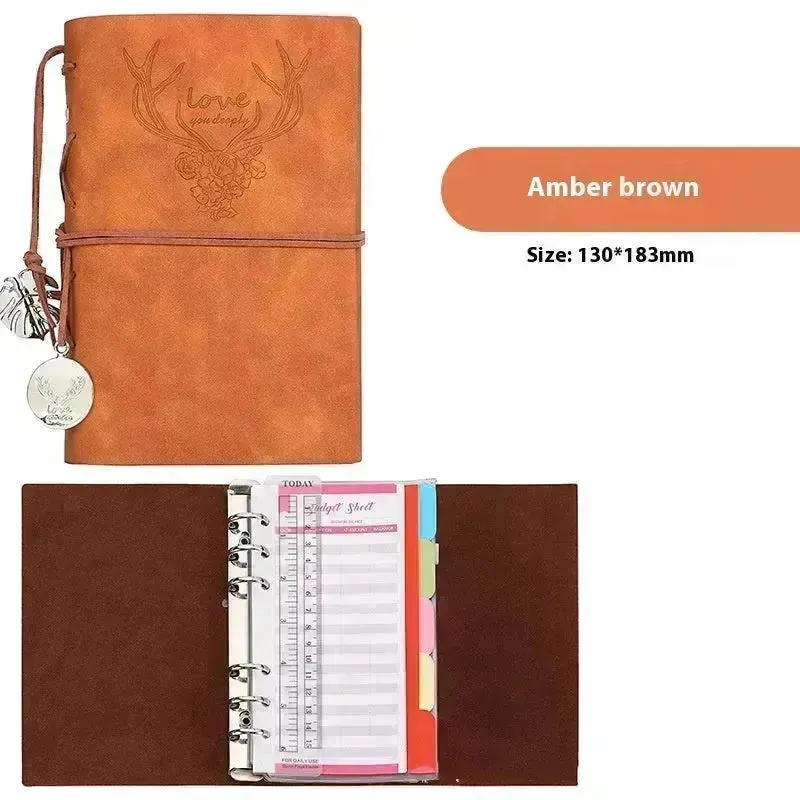 Notebook A6 Leather Loose-leaf Tally Book Note Pad  Memo Note Book