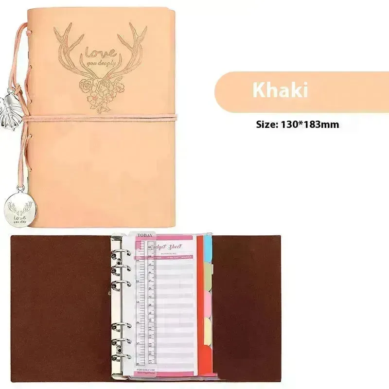 Notebook A6 Leather Loose-leaf Tally Book Note Pad  Memo Note Book