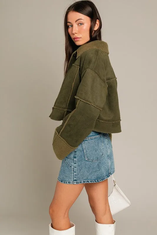 NYC Shearing Olive Crop Jacket