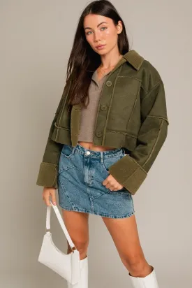 NYC Shearing Olive Crop Jacket