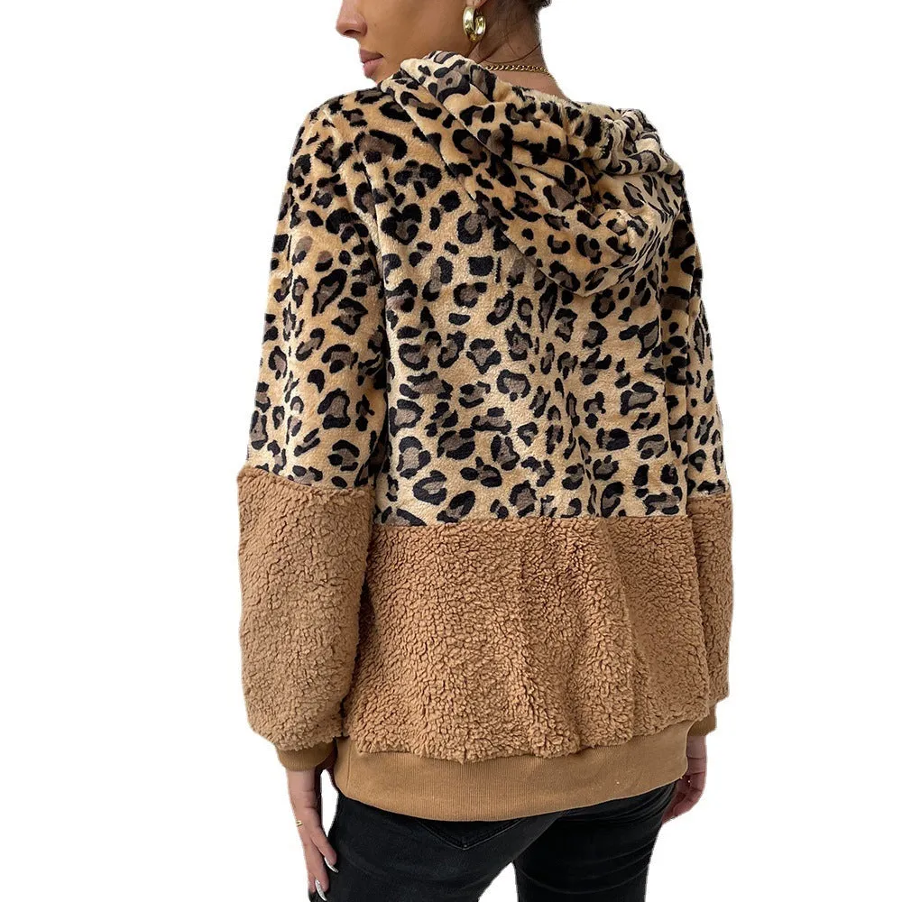 Patchwork Animal Print  Hoodie  Sweater