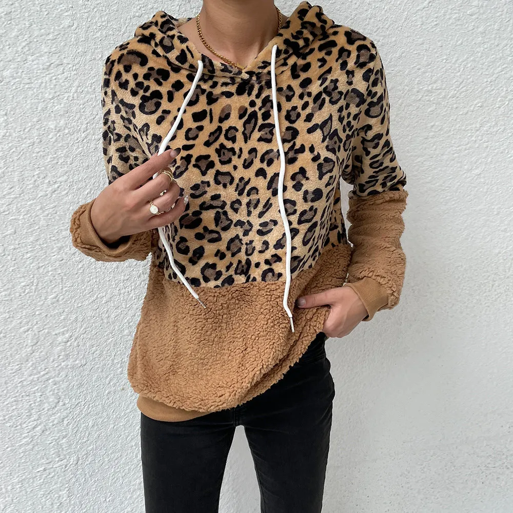 Patchwork Animal Print  Hoodie  Sweater