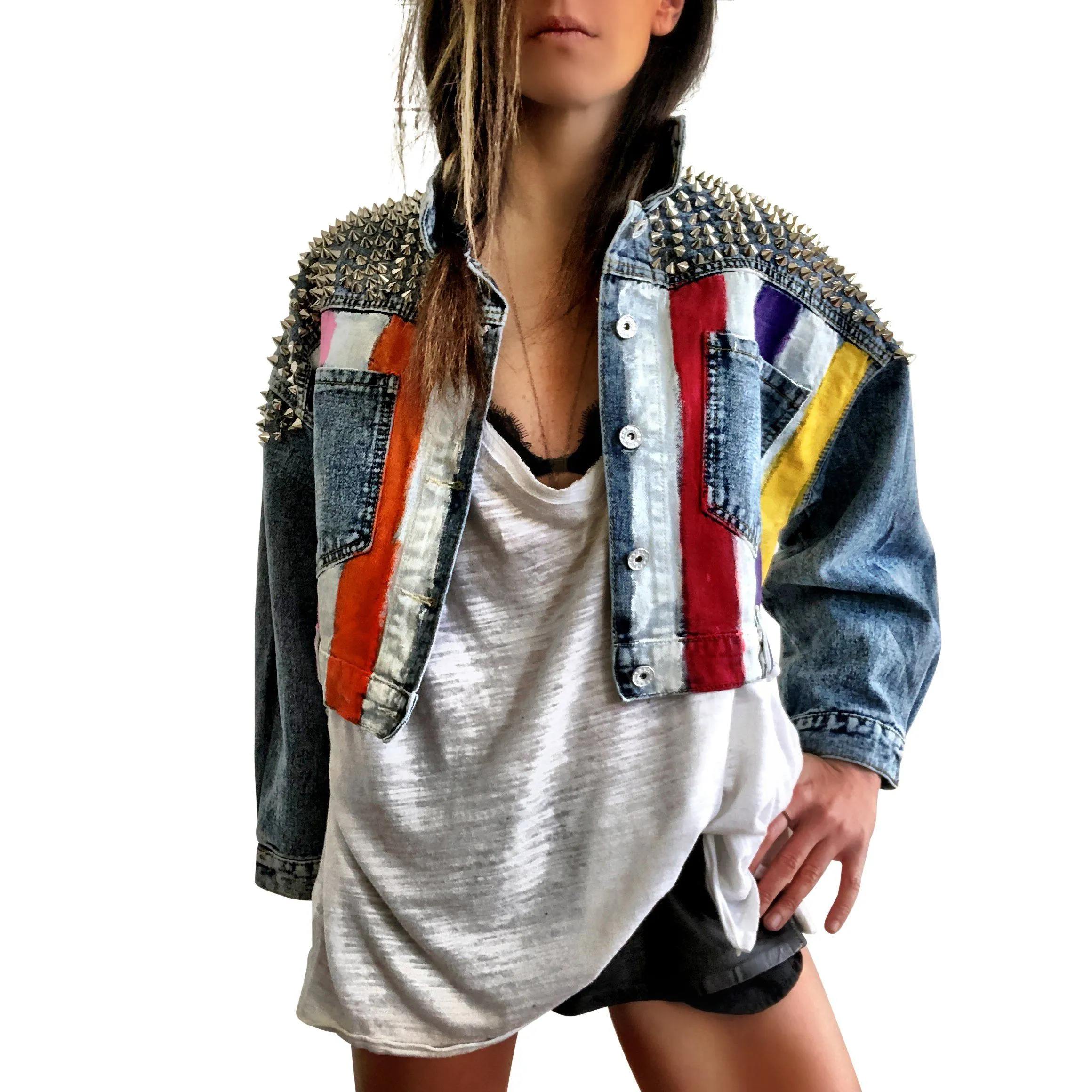 'RAINBOW SPIKE' DENIM JACKET