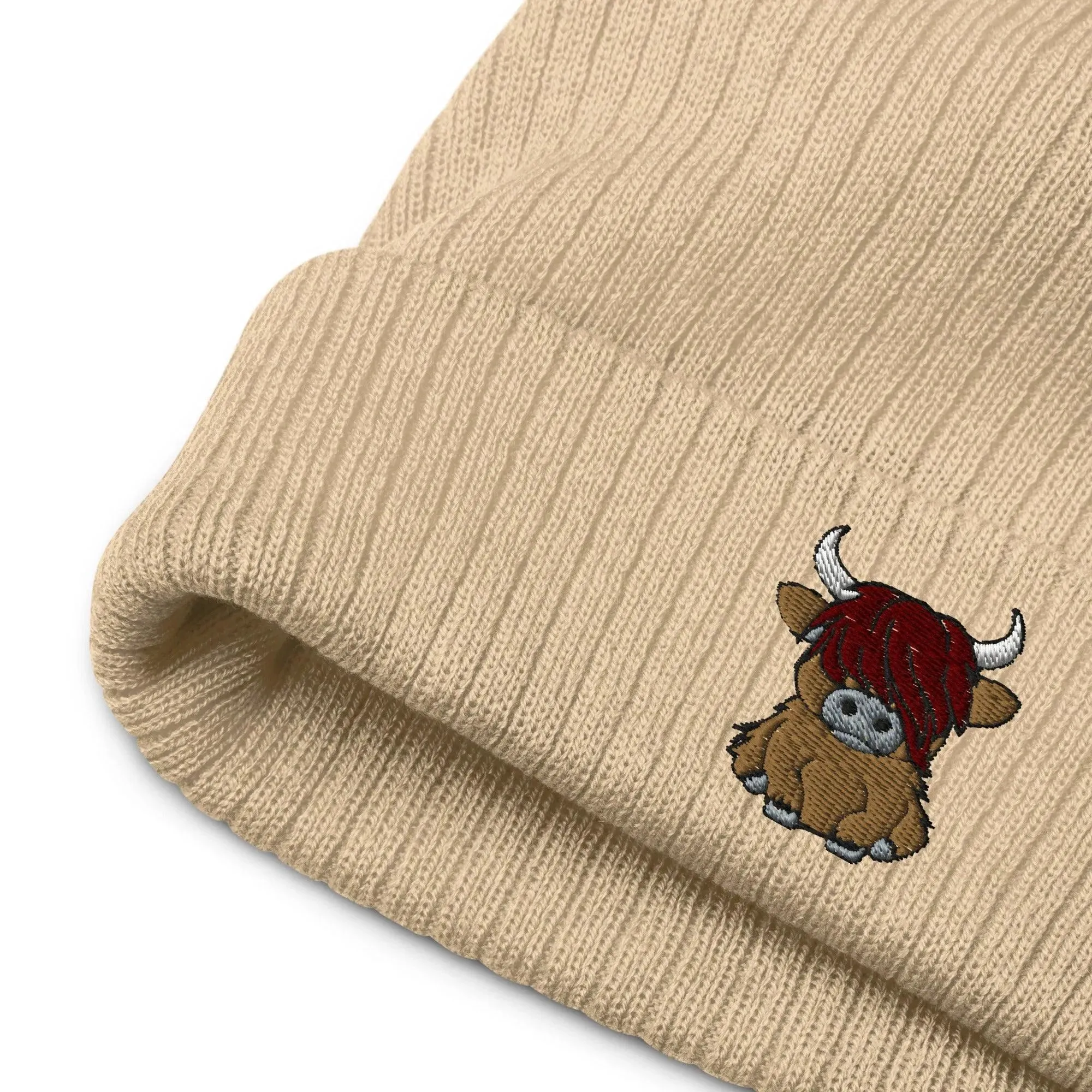 Scottish Highland Cow Embroidered Beanie