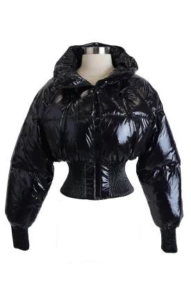 Storm Shiny Cropped Down Bomber Jacket