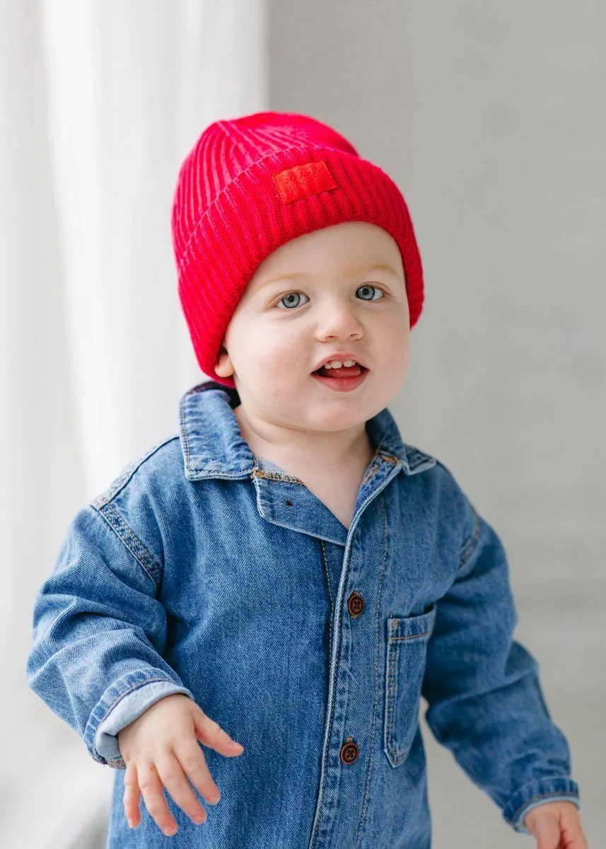 Toddler Mad Hatter Ribbed Knit Beanie - Red