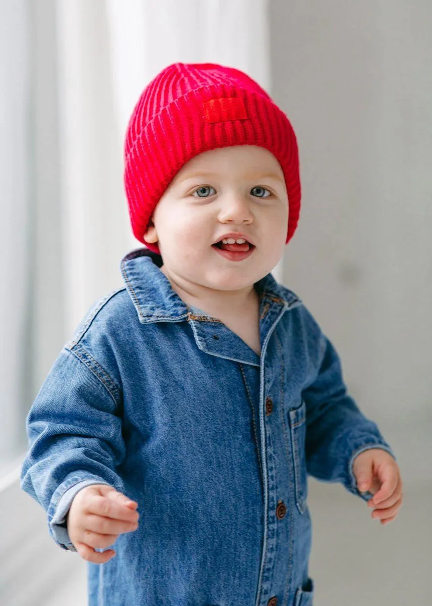 Toddler Mad Hatter Ribbed Knit Beanie - Red