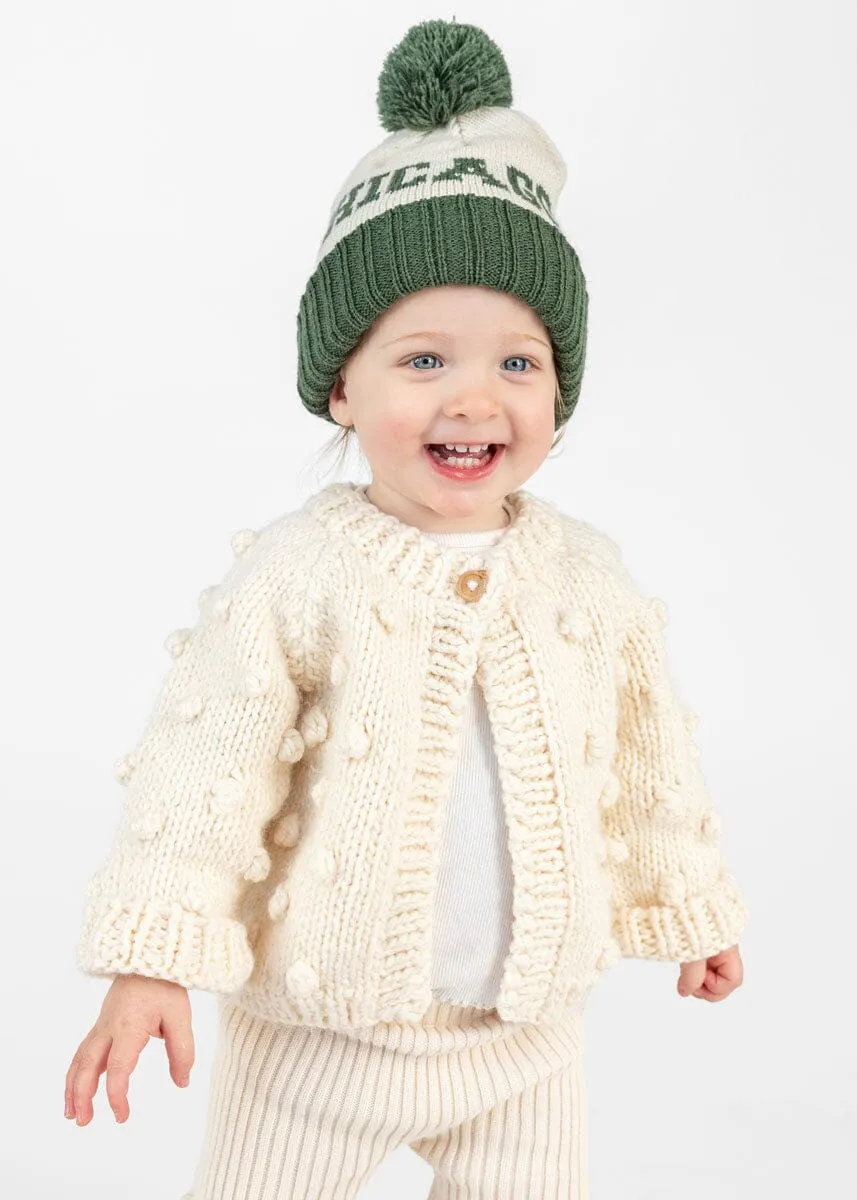 Toddler Mad Hatter Two-Tone Chicago Pom Beanie - Green