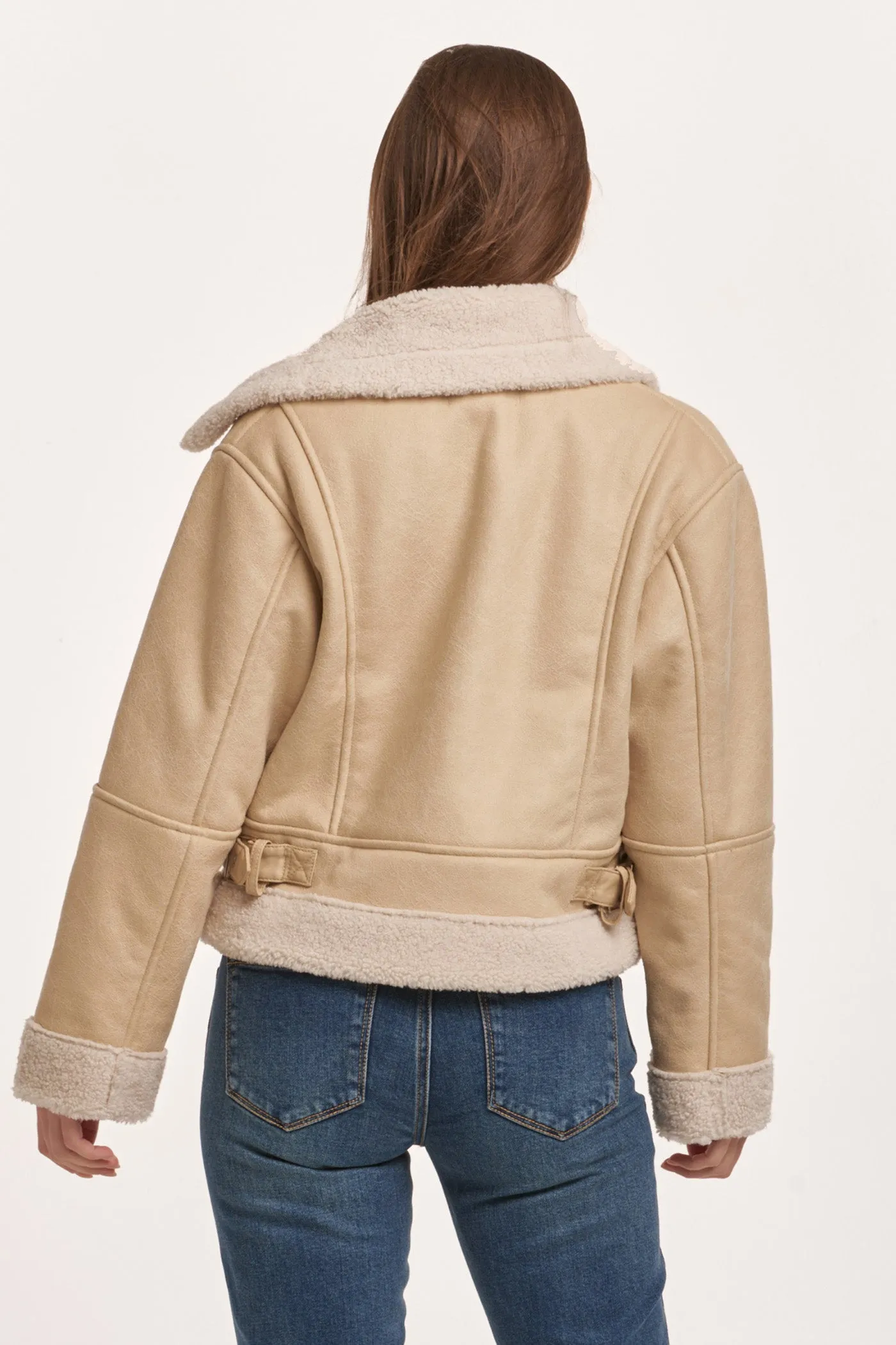 TWYLA CROPPED SHERPA JACKET WINTER BEIGE