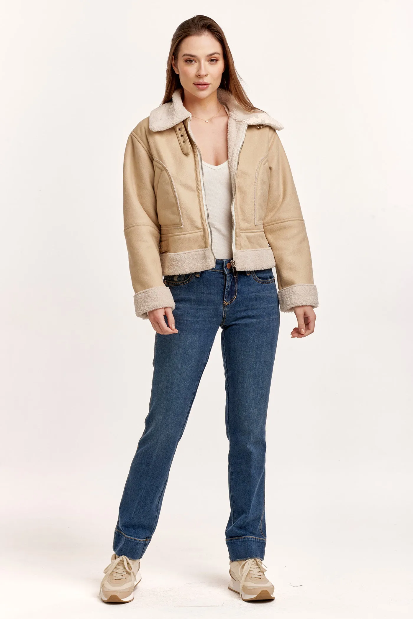 TWYLA CROPPED SHERPA JACKET WINTER BEIGE