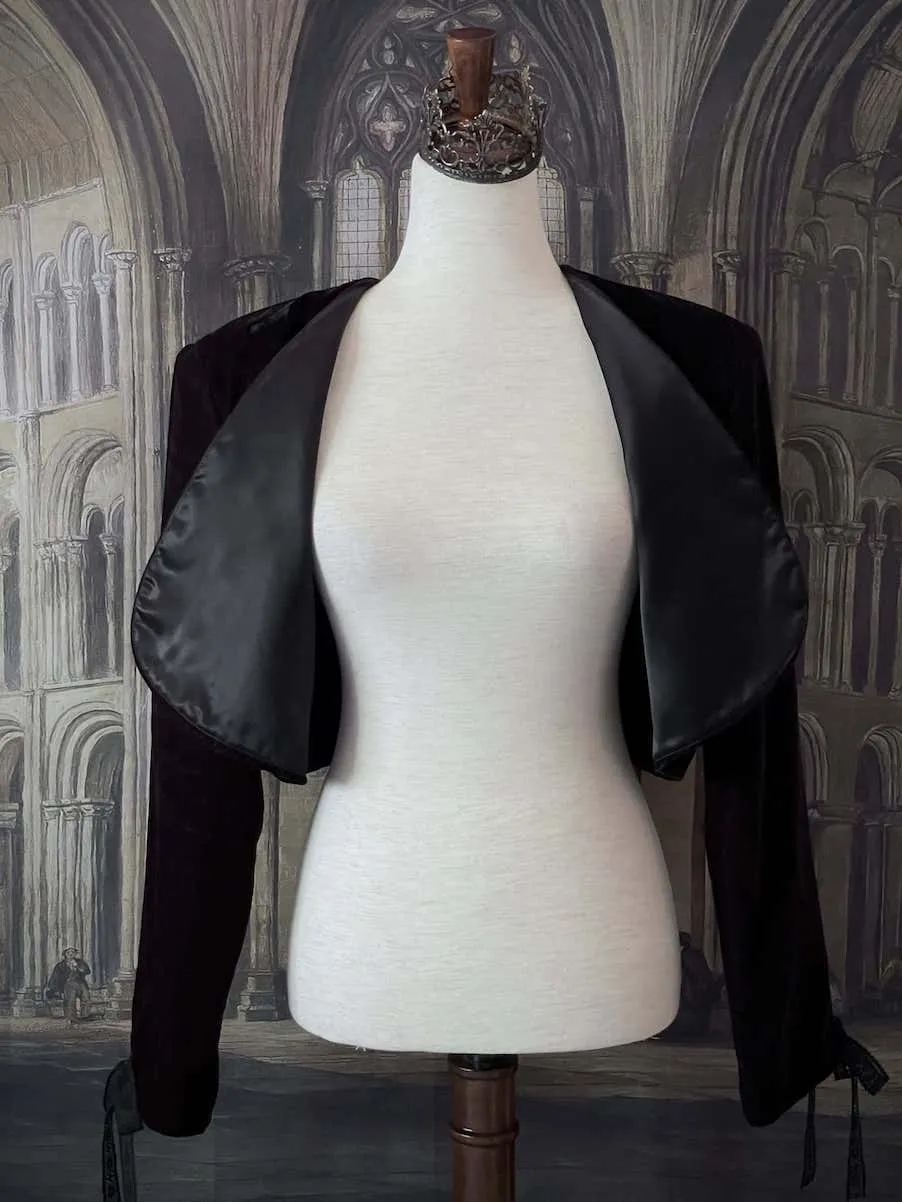 Vintage 1980's Scott McClintock Black Velvet Cropped Jacket - Size L-XL