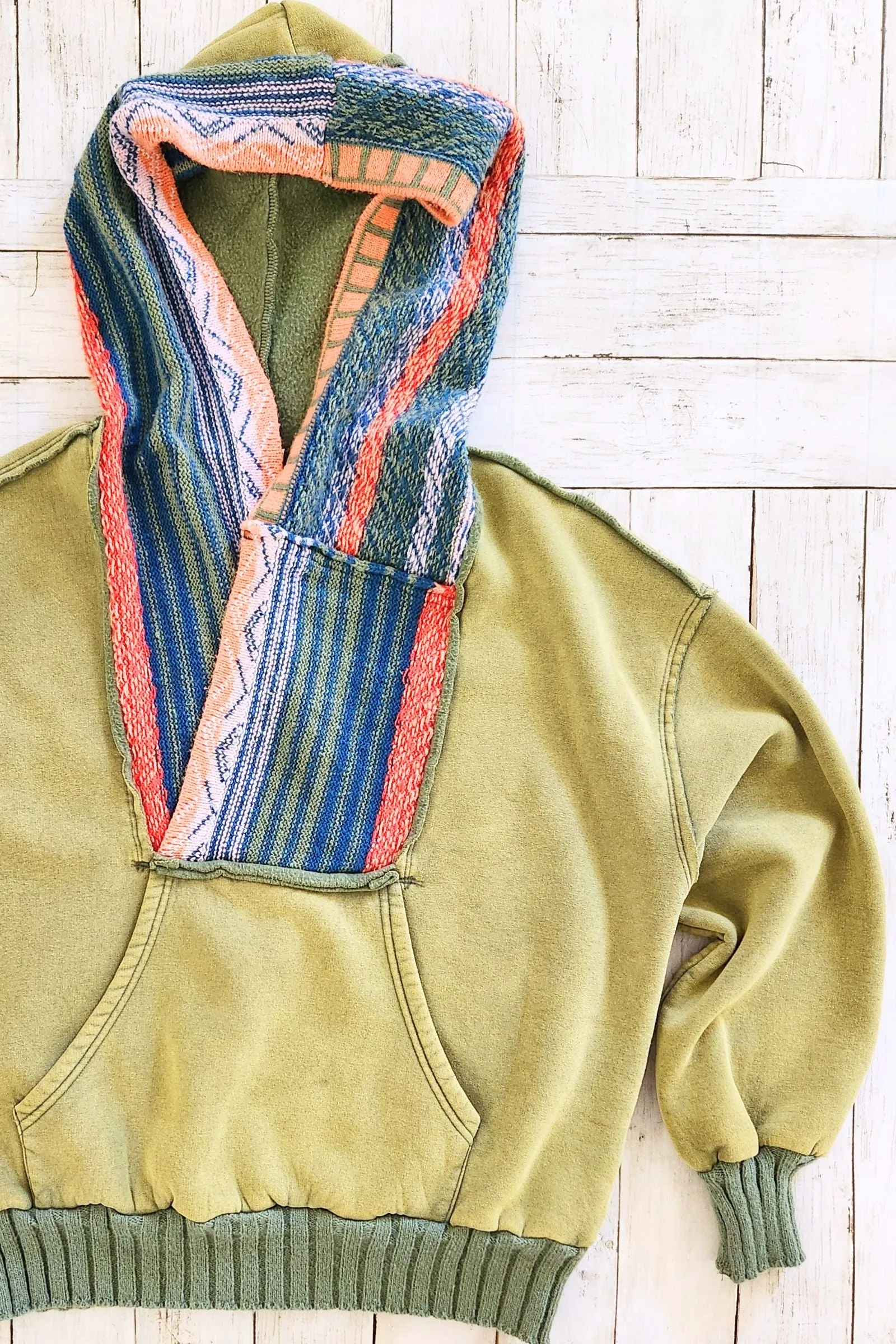 Washed Multicolor Hoodie Pullover