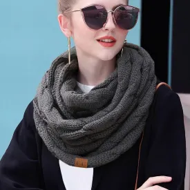 Winter Knitted Cable Ring Scarf Female Autumn Infinity Scarves