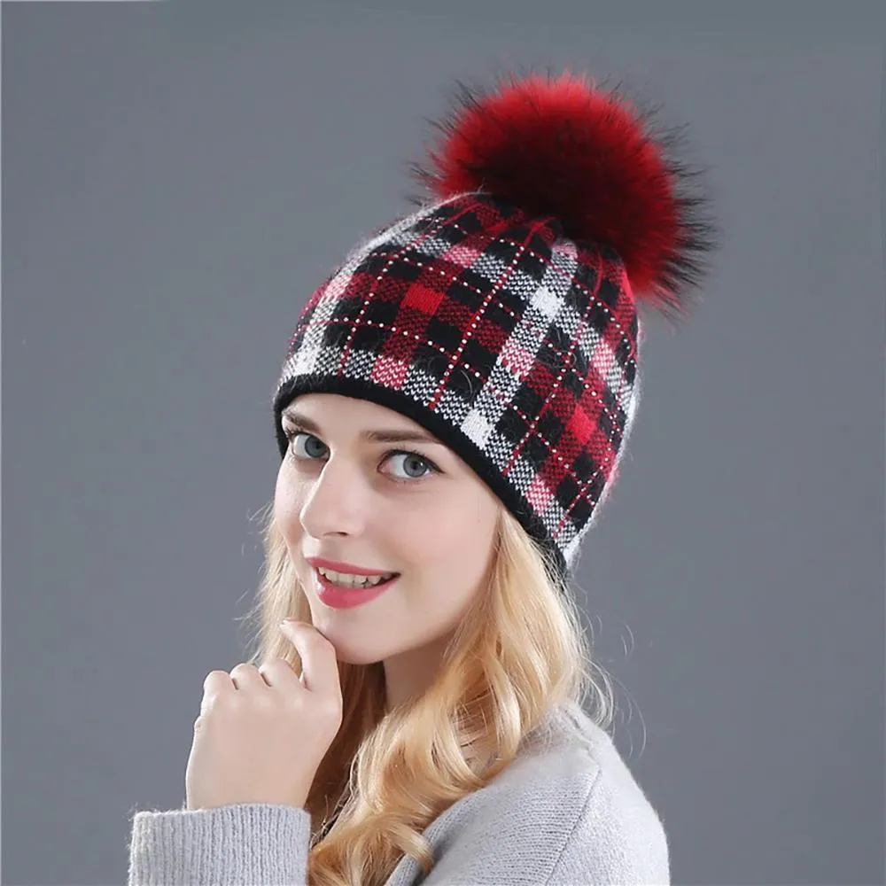 Winter Snowflakes Beanie Hat with Pom Pom