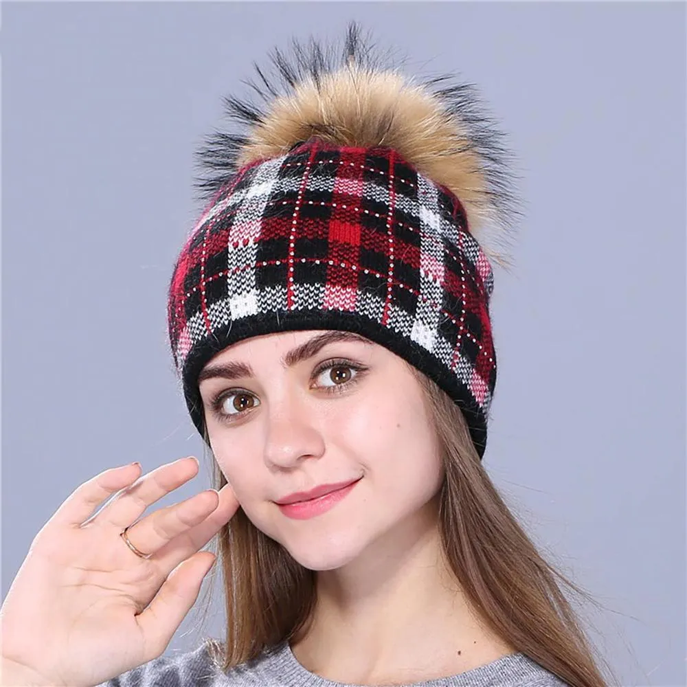 Winter Snowflakes Beanie Hat with Pom Pom