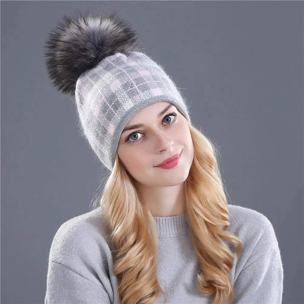 Winter Snowflakes Beanie Hat with Pom Pom