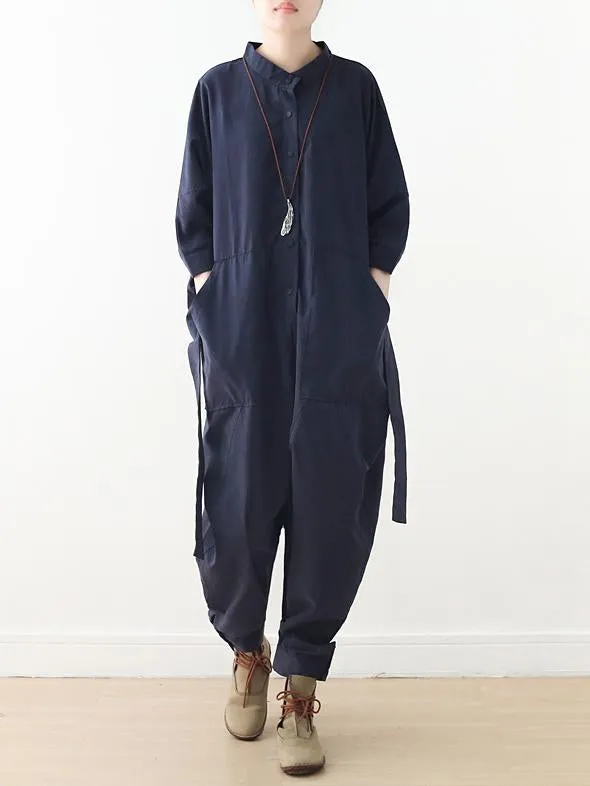 xakxx Loose Lace-Up Overall Jumpsuits