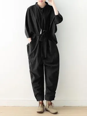 xakxx Loose Lace-Up Overall Jumpsuits